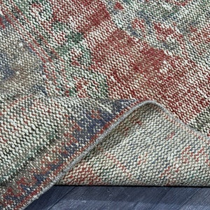 4x8 Blue Green Red Vintage Rug, 4x8 Turkish Rug, Oushak Kitchen Kids Entryway Bedroom Bathroom Livingroom Medium Rug, Home Decor, 3.8x7.6 Ft