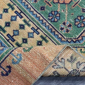 3x10 Faded Red Blue Green Yellow Vintage Rug, 3x10 Turkish Rug, Oushak Entryway Hallway Bedroom Livingroom Runner Rug,Home Decor, 2.9x9.8 Ft