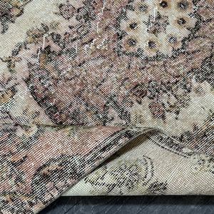 3x7 Pink Green Green Brown Turkish Rug, 3x7 Vintage Rug, Oushak Kitchen Entry Bedroom Bathroom Living Room Runner Rug, Home Decor, 3.2x6.8Ft