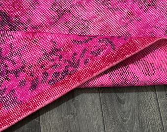 3x6 Pink Purple Vintage Rug, Turkish Oushak Small Rug, Home Decor, 3.2x6.3 Ft
