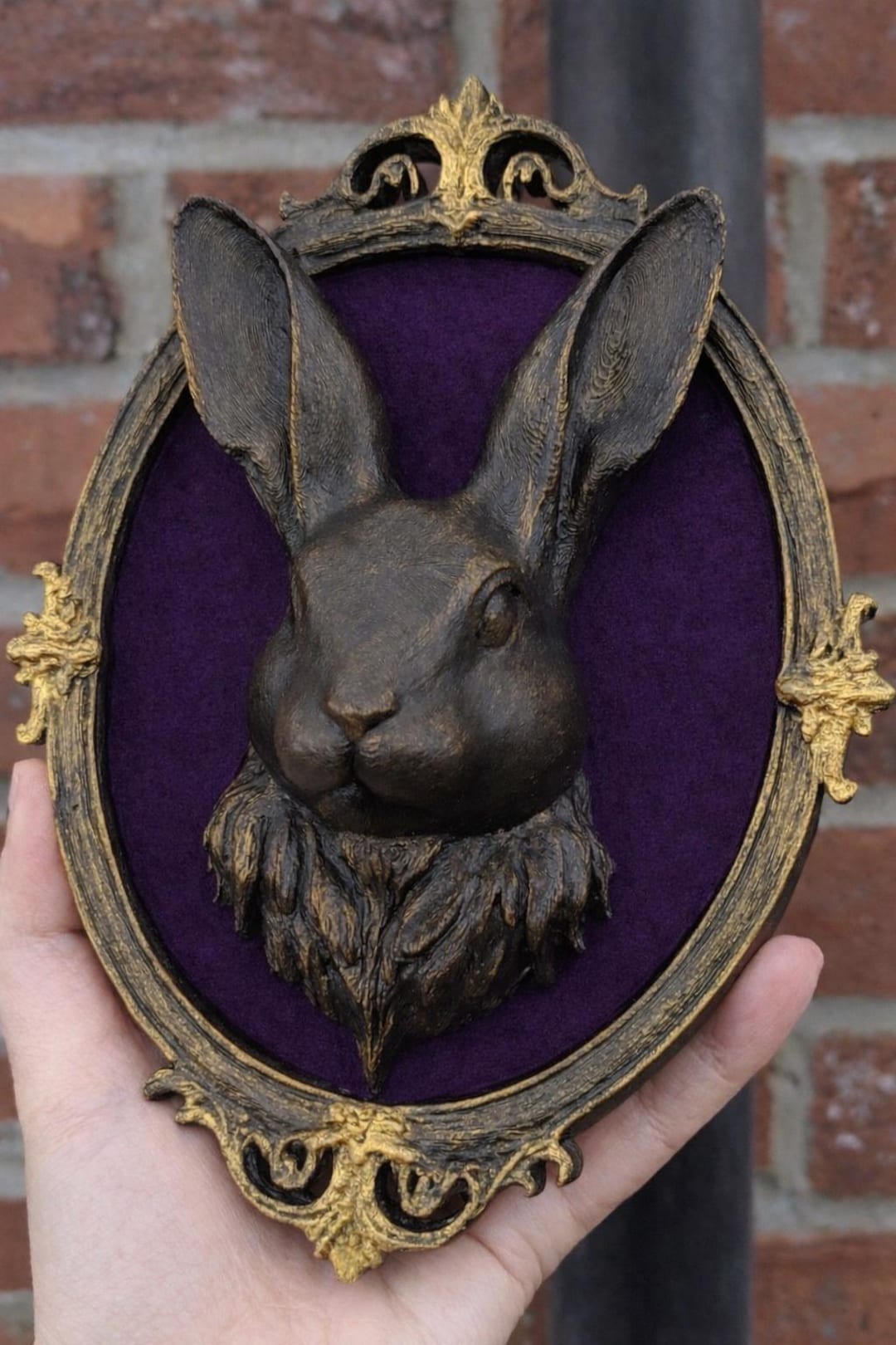 Gothic Rabbit Wall Plaque PURPLE – Hand-painted Hare Bust, Ornate Frame ...
