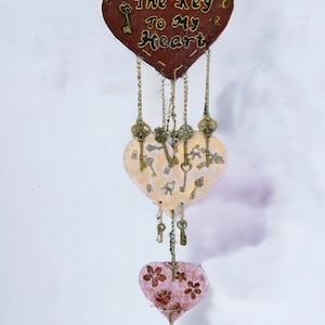 Key to my Heart Large Wall Hanging , Handmade Vintage Decor