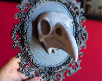 Decorazione murale con teschio del medico della peste gotico: cornice barocca stampata in 3D