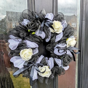 Gothic Wreath Black and White Stunning Door Decoration Wreath Suitable For Outdoor Use! Gothic Wedding Decor