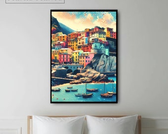 Italian coastline | Art print | Abstract pop style | A4, A3 |