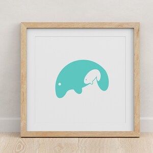 Manatí bebé impresión / cartel de madre e hijo para guardería o sala de juegos arte de pared y decoración del hogar para recién nacidos y mamás regalo de baby shower