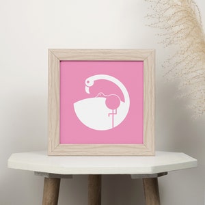 Flamingo Baby Color Print / Póster de madre e hijo para guardería o sala de juegos, arte de pared y decoración del hogar para recién nacidos y mamás, regalo de baby shower