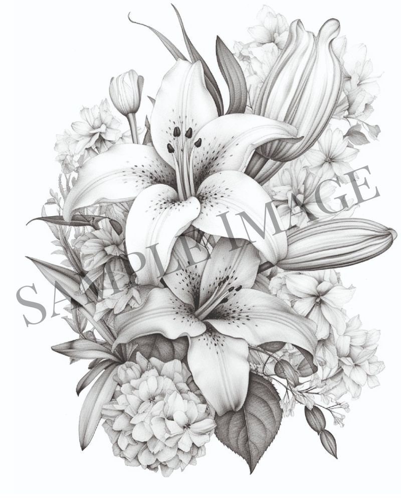 Realistic Flower Coloring Pages, Botanical Coloring Page, Instant