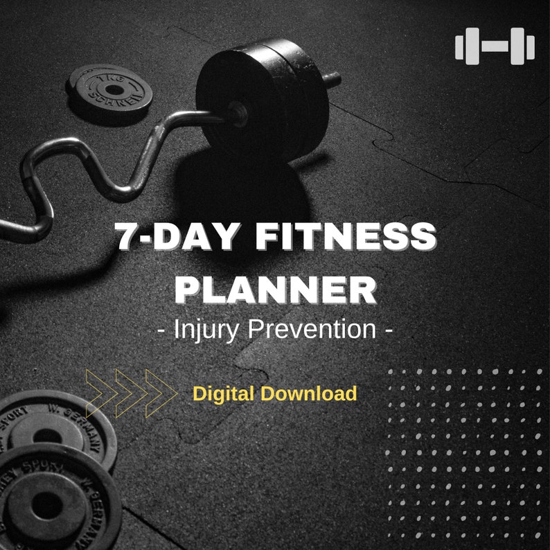 Fitness Planner Digital Download, 7 Day Fitness Guide, Injury Prevention image 1