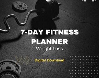 Fitness Planner Digital Download, 7 Day Fitness Guide, Weight Loss