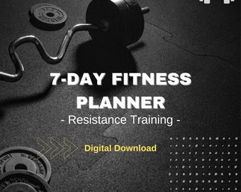 Planificateur de remise en forme en téléchargement numérique, guide de remise en forme de 7 jours, entraînement contre résistance