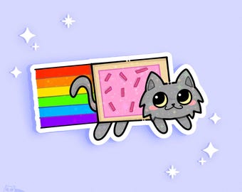 Memes de Gatos: Adesivo Holográfico de Gato NYAN