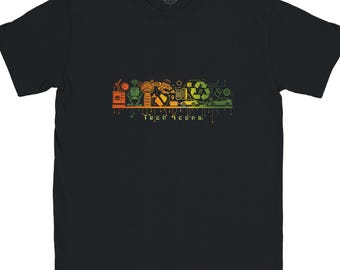 Tech Icons T-Shirt: Futuristic Circuit Board Line Art, Programmer Gift