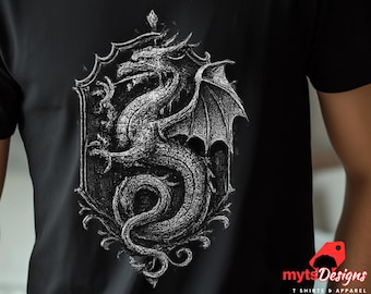 Gothic Dragon T-Shirt: Medieval Fantasy Graphic Tee, Dark Apparel