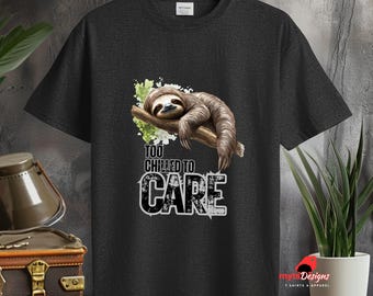 Camiseta com estampa divertida de preguiça: camiseta unissex com vibes relaxadas