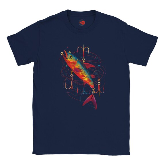 Lured Fishing T-shirt  Modern Abstract Fish Hook Design for Men - Etsy  Australia