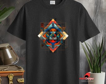 Maglietta geometrica surreale: maglietta streetwear unisex astratta