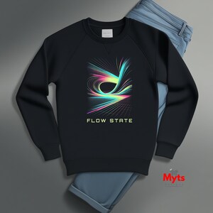 Sweat Flow State Sweat abstrait fluo Pull graphique motivant Art moderne Ras du cou Design coloré unisexe