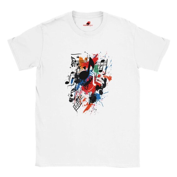 T-shirt Unisexe Motif Alphabétique K-atseye Style Urbain - Col Rond, Impression HD, Thème Musical | Blanc - 8