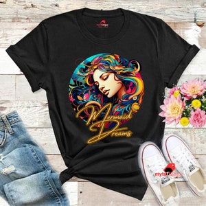 Mermaid Dreams T-Shirt | Vibrant Ocean Fantasy Graphic Tee | Boho Coastal Aesthetic Shirt | Unisex Beach Lover Gift Top