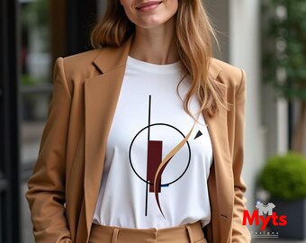 Abstract Geometric T-Shirt for Women, Minimalist Art Tee, Modern Graphic Shirt, Sophisticated Gift for Her