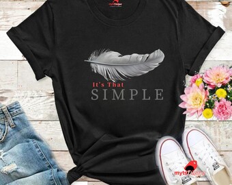 ミニマリストフェザーTシャツ：ソフトコットンユニセックスTシャツ