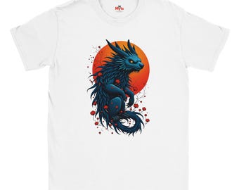 Horned Dragon T-Shirt, Fantasy Art Tee, Gothic Mythical Creature Shirt