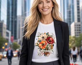 Poppy Flower T-Shirt for Women, Botanical Floral Graphic Tee, Unbound Beauty Shirt, Modern Flower Gift for Her