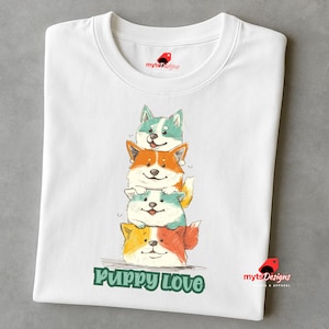 Puppy Love – Cute Stacked Cartoon Puppies T-Shirt for Dog Lovers