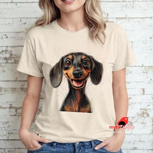 Dachshund T-Shirt – Cute Sausage Dog Sketch Tee for Dog Lovers, Funny Wiener Dog Gift, Women’s Cartoon Style Doxie Shirt