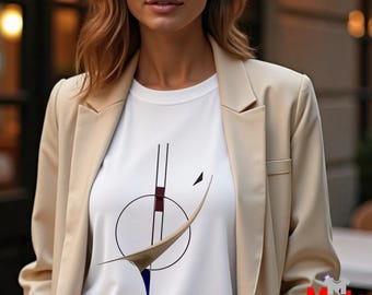 Minimalist Geometric T-Shirt for Women, Abstract Line Art Tee, Modern Art Shirt, Sophisticated Unbound Gift for Her