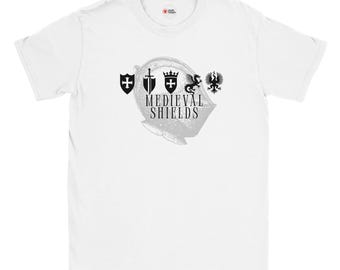 Medieval Shields T-Shirt | Soft Cotton Tee for DTG Printing | Iconic Design