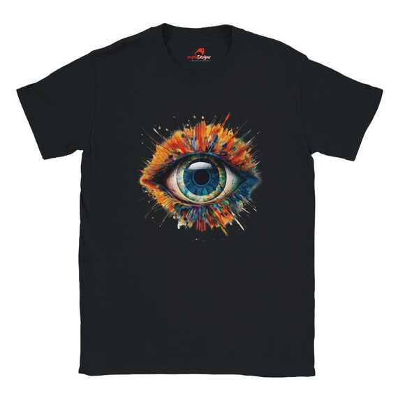 T-Shirt Uomo Psichedelica Occhi Colorati - Maglietta Stampa 3D, Nero Taglia M, In Poliestere Ed Elastan