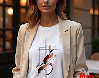 Contemporary Art T-Shirt for Women, Abstract Geometric Tee, Modern Minimalist Shirt, Unbound Gift for Her