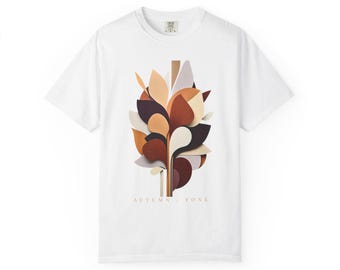 Abstract Autumn Leaf Cluster T-shirt | Neutral Earth Tone Graphic, Comfort Colors