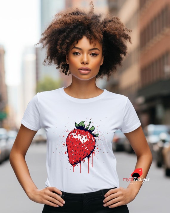 Tシャツ・カットソー [WONDERVISITOR] Ascii Strawberry Overfit T-shirt Amazon.com: Strawberry Pocket Shirt Strawberry Art T-Shirt