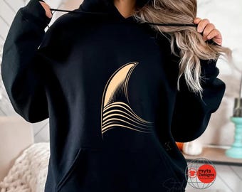 Golden Wave Graphic Hoodie | Minimalist Surf Pullover