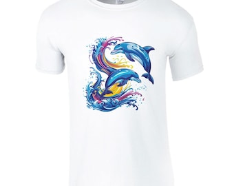 Retro Dolphin Graphic T-Shirt: 80s Wave Design, Ocean Lover Tee