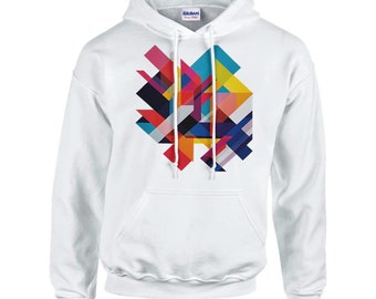 Geometric Shapes Hoodie: Trendy Abstract Art Graphic Sweatshirt