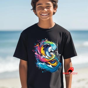 Abstract Wave Abstract Surf Wave Art T-Shirt, New Art Graphic Design Tee, Ocean-Inspired Wave Shirt,Surfing shirts