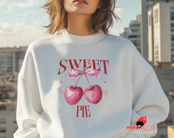 Sweater met zoete kersentaart, retrofruitontwerp, cottagecore-trui