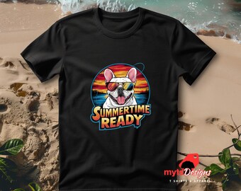 Retro Bulldog T-Shirt: Summertime Ready, Dog Lover Gift