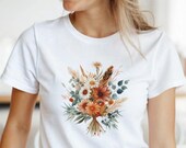 Flower Shirt, Gerbera Bouquet T-Shirt: Boho Wildflower Graphic Tee - Gildan 64000L