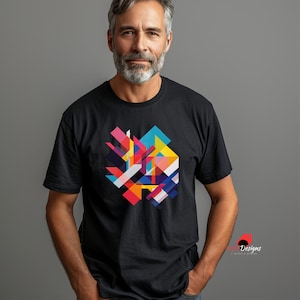 幾何学模様のTシャツ、幾何学模様のTシャツ、ユニークなモダンアートTシャツ、ユニセックスグラフィックTシャツ、抽象模様のシャツ、アート愛好家へのギフト