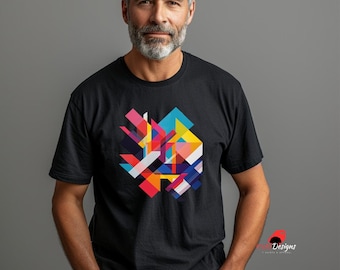 Maglietta con arte geometrica: maglietta grafica moderna unisex