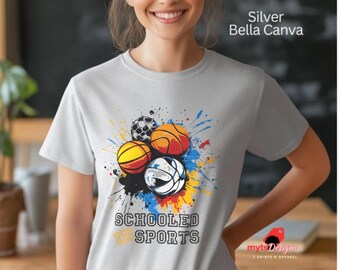 Pop Art Teacher T-Shirt: Schooled in Sports, Colorful Gift
