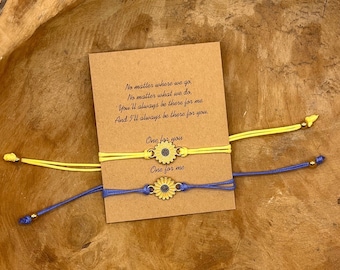 Sunflower friendship bracelet, adjustable size, colorful, gift, saying bracelet