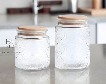 Nordic Glass Jar, Glass Container Storage Jar, Food Storage, Kitchen Container, Kitchen Storage