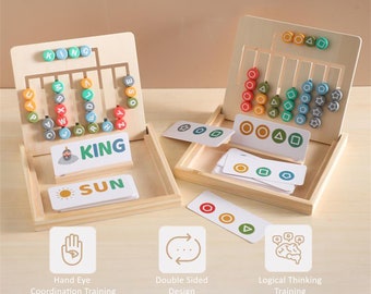 Kids Montessori Wooden Spelling Puzzle Set, Sensory Toy for Toddlers, Spelling Learning For Kids Wood Toys, Montessori Toys, Learning Gifts