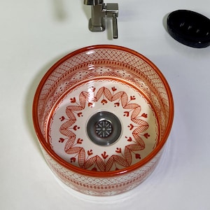 Handmade Ceramic Sink-Bathroom Ceramic Sink-Moroccan Basin-Hand Painted Ceramic Sink-Vanity-Kitchen Tub-Pottery Bathroom Sink-Clay Bowl